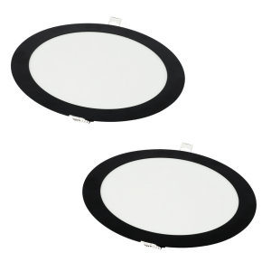 Pack x2 downlight LED 18w blanco cálido 3000k redondo empotrar marco negro