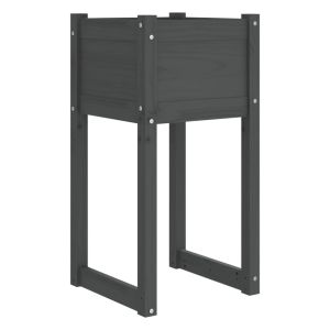 vidaXL jardinera de madera maciza de pino gris 40x40x81 cm