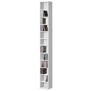 Estantería para cds tynset 12 compartimientos 175x20x20cm blanco [en.casa]