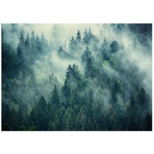 Papel pintado bosque niebla verde 400x280 fotomurales dormitorio
