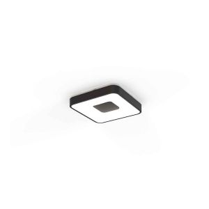 Mantra plafón de techo LED cuadrado negro coin regulable con mando y app