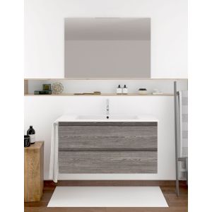 Mueble de baño ibiza con lavabo y espejo 80x45cm roble smoky