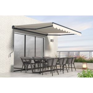 Toldo manual 3x2,5m aluminio, lona beige anti-uv vecchio