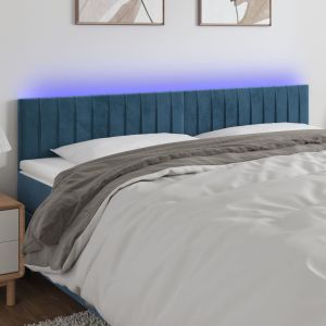 Cabecero con LED de terciopelo marrón oscuro 160x5x78/88 cm