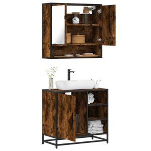 Set de muebles baño 2 pzas madera contrachapada roble ahumado esb4887