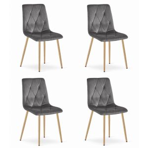 Silla valora tyra, terciopelo gris oscuro, patas de madera (x4)