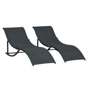 Set 2 tumbonas plegable 165x61x63 cm aluminio, texteline Outsunny