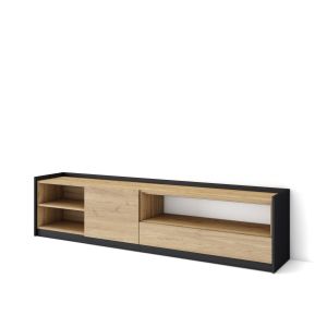 Mueble tv, 207x50x37cm, roble y negro rf4398