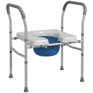Silla con inodoro 64x47x85 cm aluminio, plástico color gris Homcom