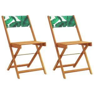 vidaXL sillas de bistró 2 uds madera acacia y tela estampado de hojas