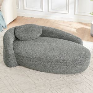 Sofá teddy gris oscuro compacto con cojín para salón dormitorio