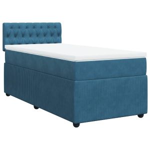 vidaXL cama box spring con colchón terciopelo azul 90x190 cm