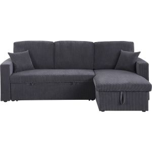Sofá esquinero convertible de pana <<alain>> - 3 asientos - gris