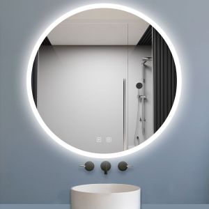 Espejo LED de baño redondo 80 x 80 cm, bluetooth, brillo regulable