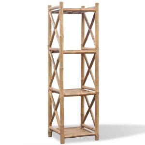 Estantería de bambú cuadrada de 4 niveles