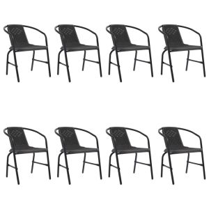 vidaXL sillas de jardín 8 unidades ratán plástico y acero 110 kg