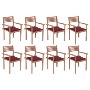 vidaXL sillas apilables de jardín 8 uds madera de teca con cojines