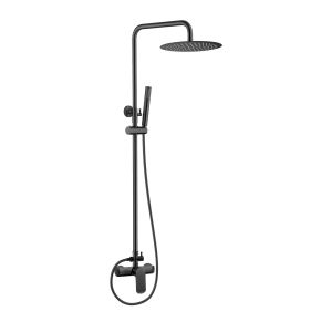 Valaz barra de ducha monomando redonda ajustable 120cm negro mate - 20cm