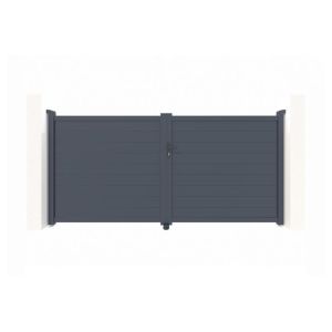 Puerta batiente regulable eiger h.160cm de aluminio gris, 3m de ancho