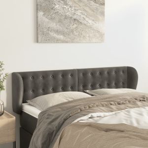 Cabecero de terciopelo gris oscuro 147x23x78/88 cm eso6986