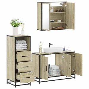 Set de muebles de baño 3 pzas madera contrachapada roble sonoma esb9400