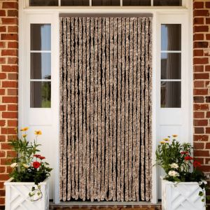 Cortina antimoscas chenilla beige y marrón oscuro 100x200 cm es3469