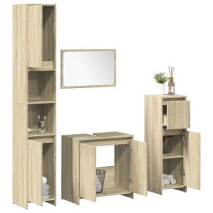 Juego de muebles de baño 4 pzas contrachapada roble sonoma