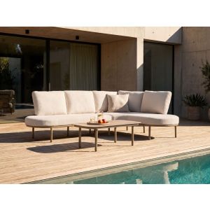 Sofá de jardín con mesa 4 plazas pollina metal marrón