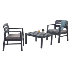 Set muebles de exterior alfio, mesa, plástico negro antracita