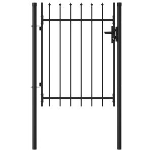 vidaXL cancela de valla con una puerta y puntas acero negro 1x1,2 m