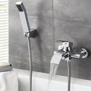 Auralum grifo de bañera en cascada con ducha de mano y flexo de ducha de 1,