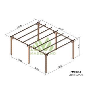 Pérgola de madera maciza - león 510x420cm (maderland)