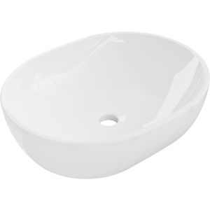 Lavabo cerámico sobre encimera, 48x35x14 cm, blanco