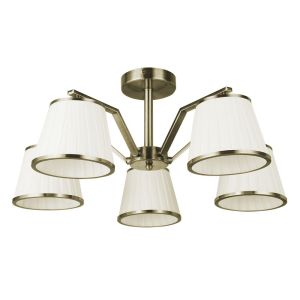 Lampara - trebol - 5 luces - metal y tela - color cuero