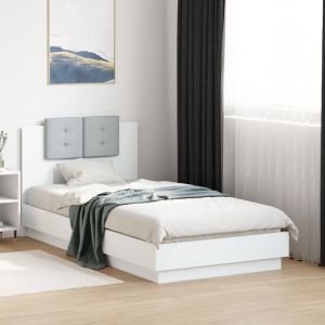 Cama con cabecero y luces LED blanco 75x190 cm reg2441