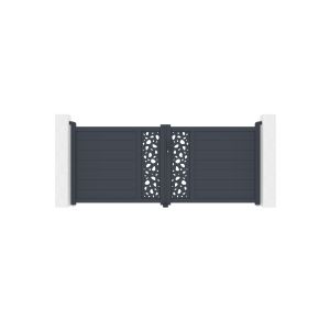 Puerta abatible 3m sunny al.120cm aluminio gris + 2 postes 20x20cm al.166cm