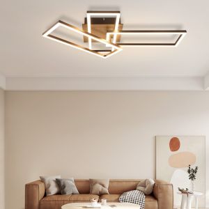 Nettlife lámpara de techo LED dormitorio marco negro 64.3cm regulable con
