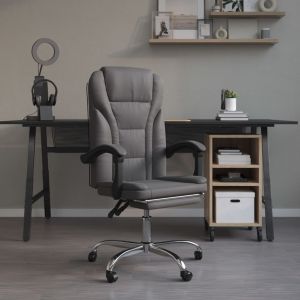 Silla de oficina reclinable cuero sintético gris es1641