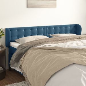 Cabecero de terciopelo azul oscuro 183x23x78/88 cm eso7998