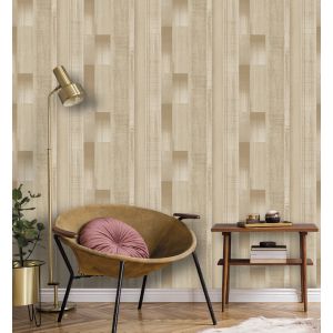 Papel pintado texturizado tnt tablas madera envejecida beige