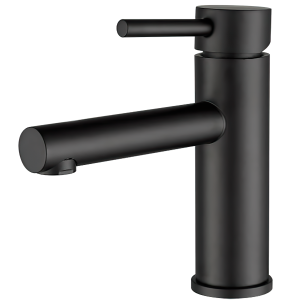 Valaz grifo de lavabo monomando redondo caño recto negro mate