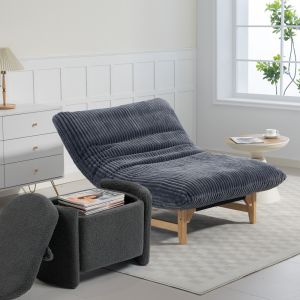 Sillón puff individual pana gris respaldo sin brazos salón dormitorio