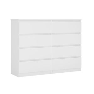 Cómoda demi - 8 cajones - blanco brillante 140 cm