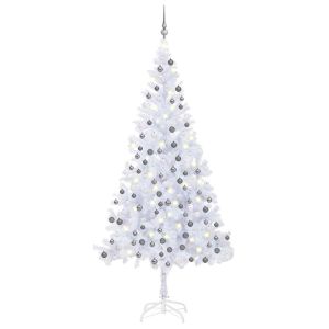 vidaXL árbol de navidad artificial con luces y bolas blanco 240 cm