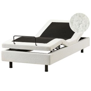 Cama ajustable sin cabecero bouclé duke 90 x 200 cm blanco crema