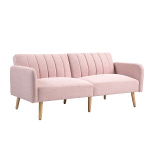 Sofá cama 173x75x73 cm poliéster, espuma color rosa Homcom