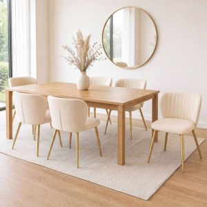 Sillas elegantes de terciopelo crema - lote 6