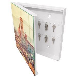 Caja para llaves 30x30x5 elegancia urbana, apertura izquierda blanca