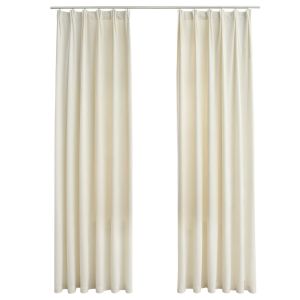 vidaXL cortinas opacas con ganchos 2 pzas terciopelo crema 140x245 cm