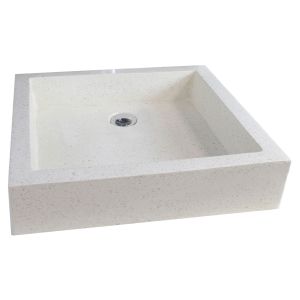 Ondee - lavabo rectángulo para colocar timbre - crema - 40cm - terrazzo
